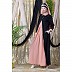 Collared Casual abaya - Black-Peach color
